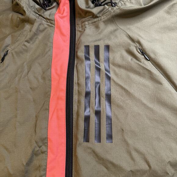 ADIDAS Jacket Gym Running Military Green Size L 3 Stripe Full Zip - Picture 8 of 13